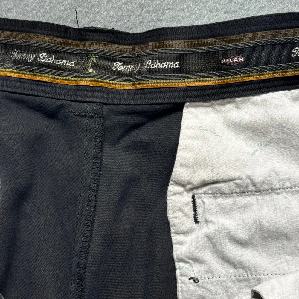 Tommy Bahama Relax Mens 38 Black 100% Silk Chino Shorts Luxury Tropical Casual